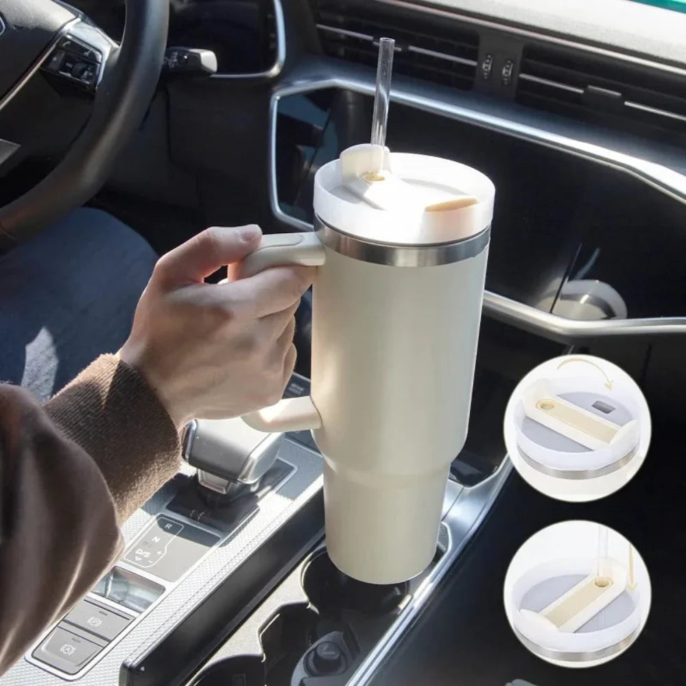 Insulated Travel Mug with Handle for Hot and Cold Drinks