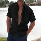Men's Casual Shirt Open Collar Button Down Shirt