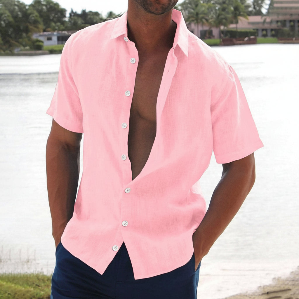 Men's Casual Shirt Open Collar Button Down Shirt