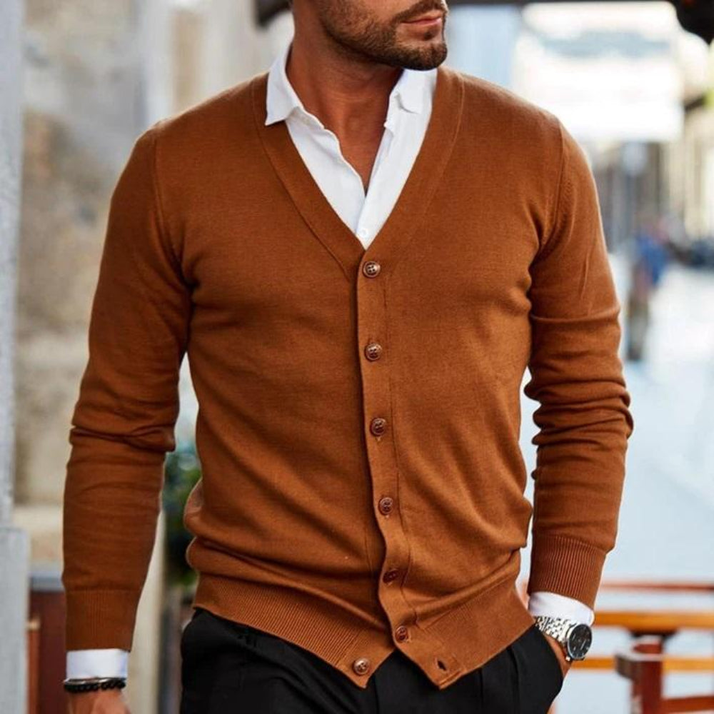 Men's Long Sleeve Cardigan Vest Sweater Autumn Winter