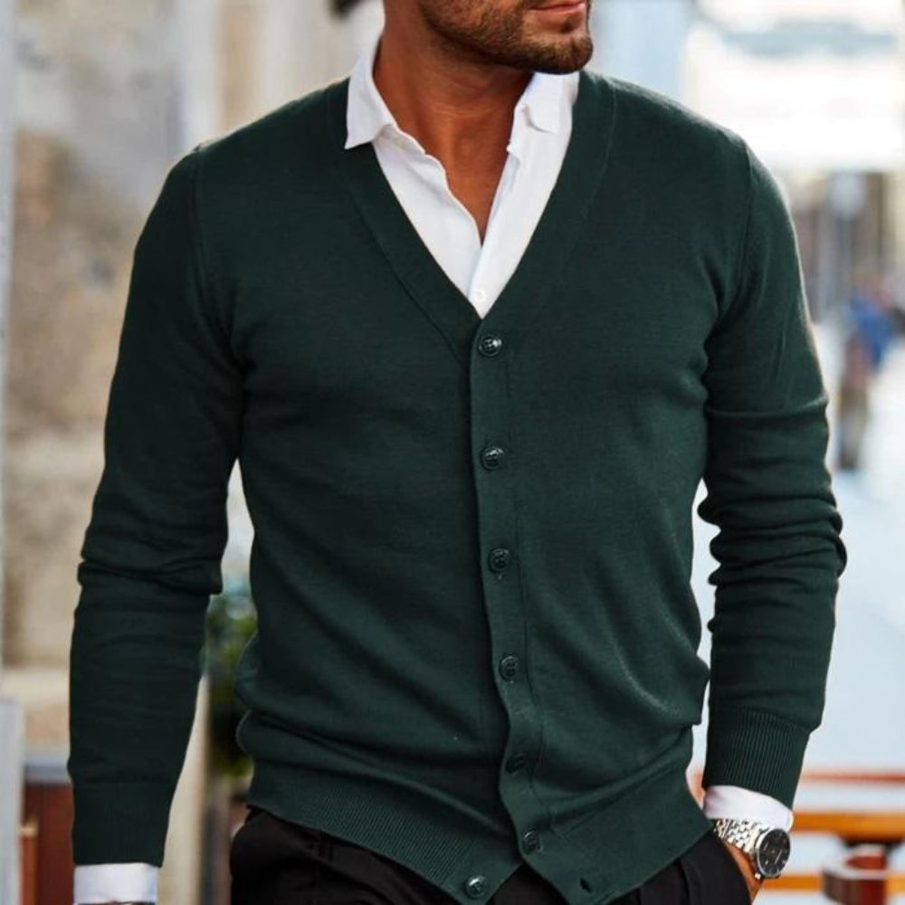 Men's Long Sleeve Cardigan Vest Sweater Autumn Winter