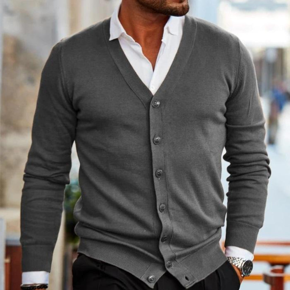 Men's Long Sleeve Cardigan Vest Sweater Autumn Winter