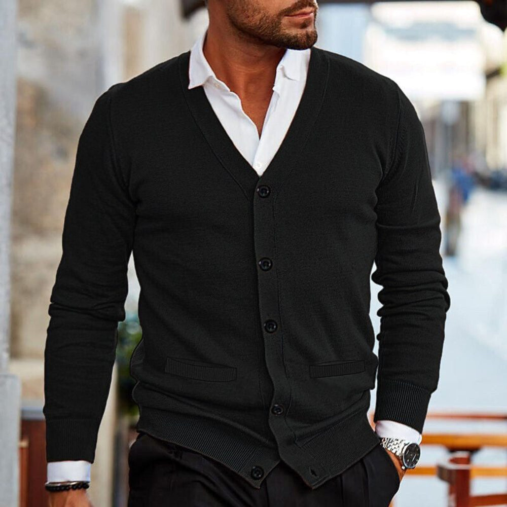 Men's Long Sleeve Cardigan Vest Sweater Autumn Winter