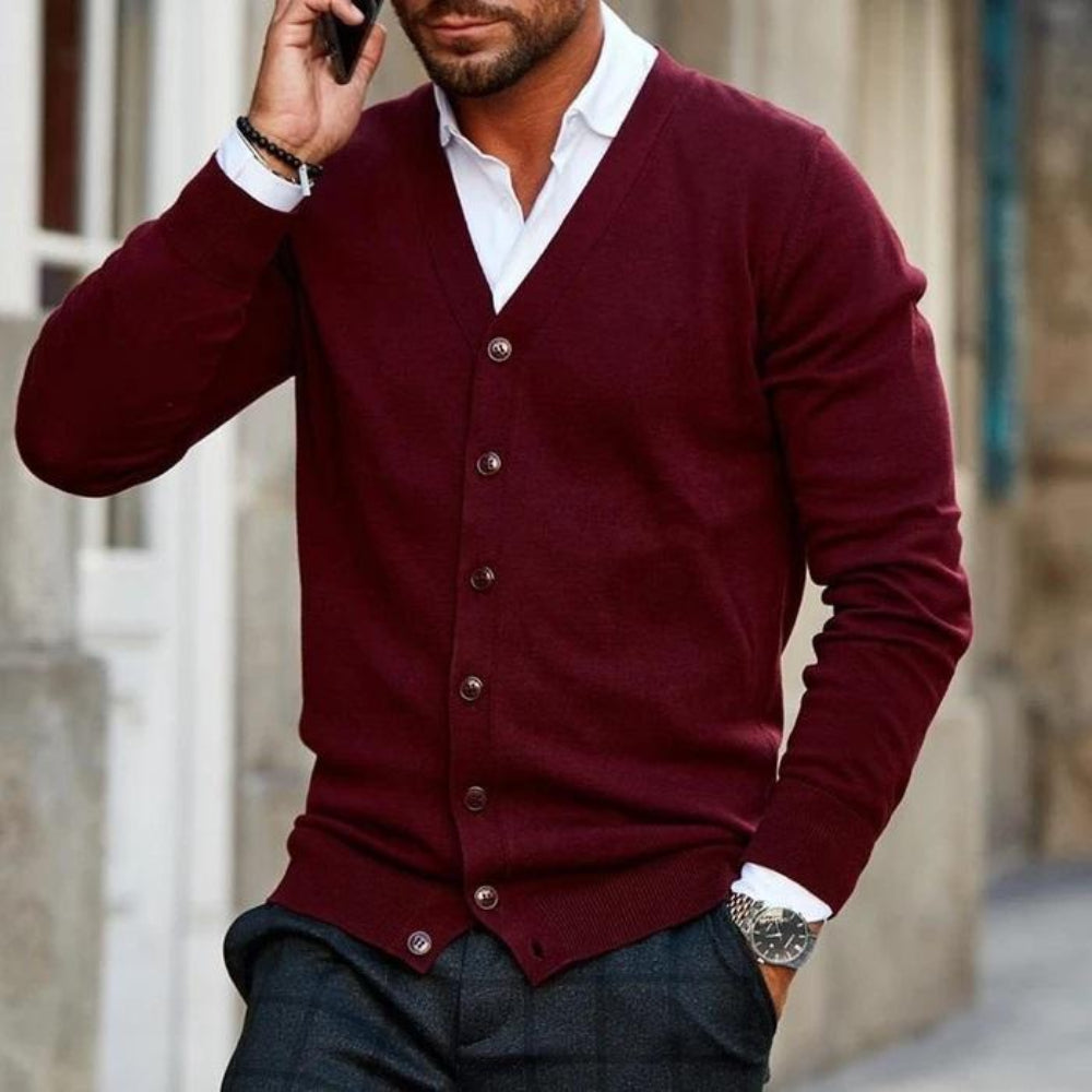 Men's Long Sleeve Cardigan Vest Sweater Autumn Winter