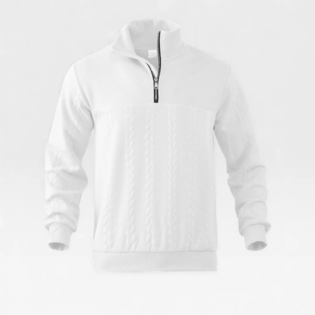 Men’s Quarter Zip Sweater with Cable Knit Texture