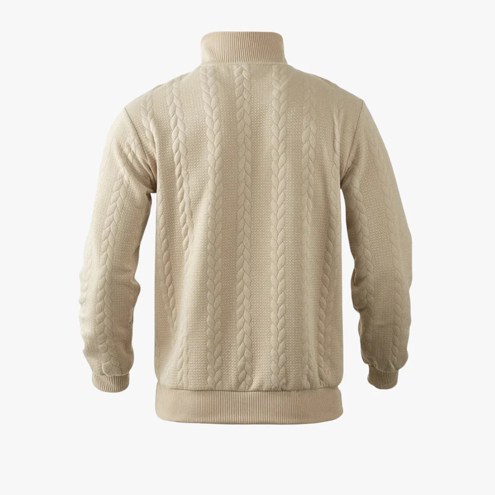 Men’s Quarter Zip Sweater with Cable Knit Texture