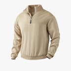 Men’s Quarter Zip Sweater with Cable Knit Texture