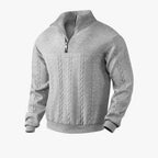 Men’s Quarter Zip Sweater with Cable Knit Texture