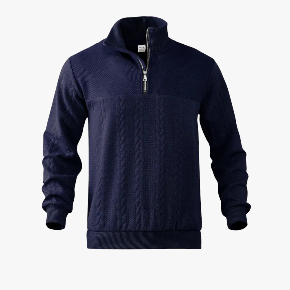 Men’s Quarter Zip Sweater with Cable Knit Texture
