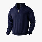 Men’s Quarter Zip Sweater with Cable Knit Texture