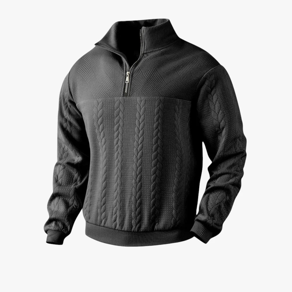 Men’s Quarter Zip Sweater with Cable Knit Texture