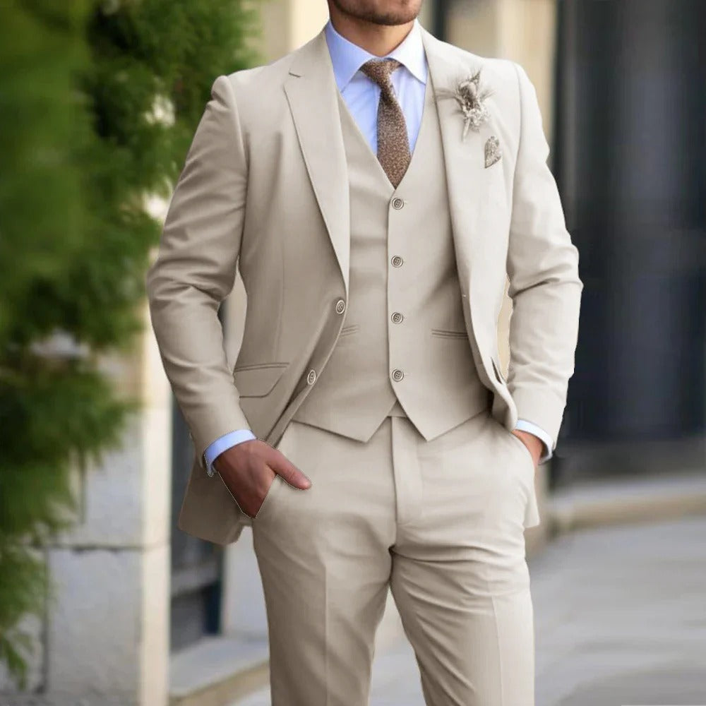 Men's Slim Fit 3-Piece Suit Set Business Wedding Formal Tailored