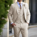 Men's Slim Fit 3-Piece Suit Set Business Wedding Formal Tailored