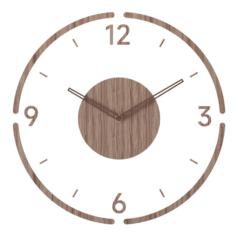 Minimalist Wooden Wall Clock with Nordic Round Silent Quartz