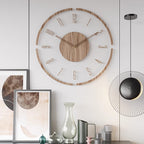 Minimalist Wooden Wall Clock with Nordic Round Silent Quartz