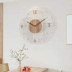 Minimalist Wooden Wall Clock with Nordic Round Silent Quartz