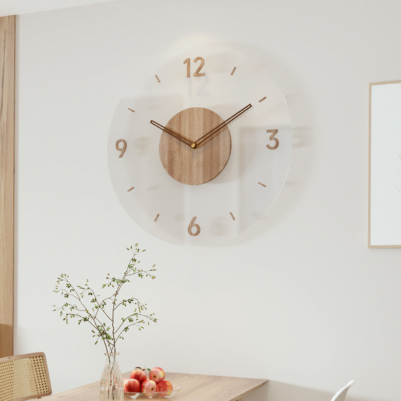 Minimalist Wooden Wall Clock with Nordic Round Silent Quartz