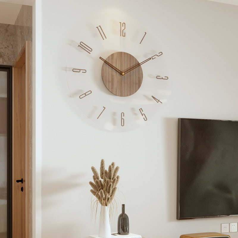Minimalist Wooden Wall Clock with Nordic Round Silent Quartz