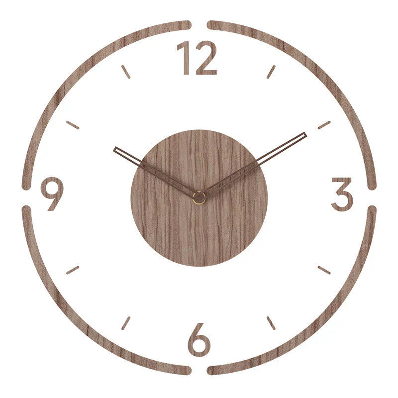 Minimalist Wooden Wall Clock with Nordic Round Silent Quartz