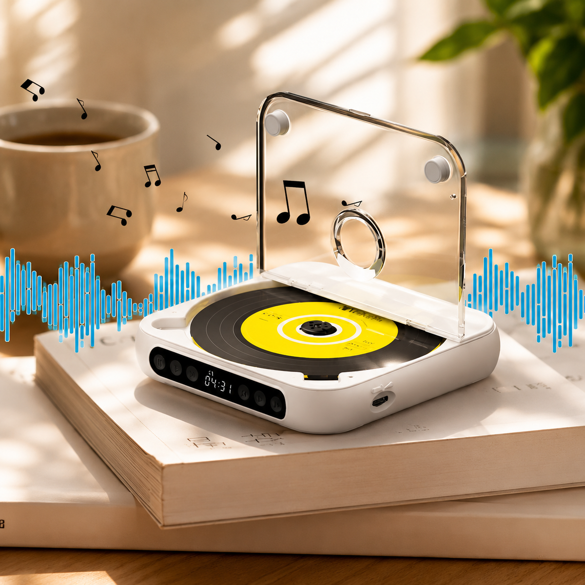 Portable Bluetooth CD Player Rechargeable HiFi Music Player