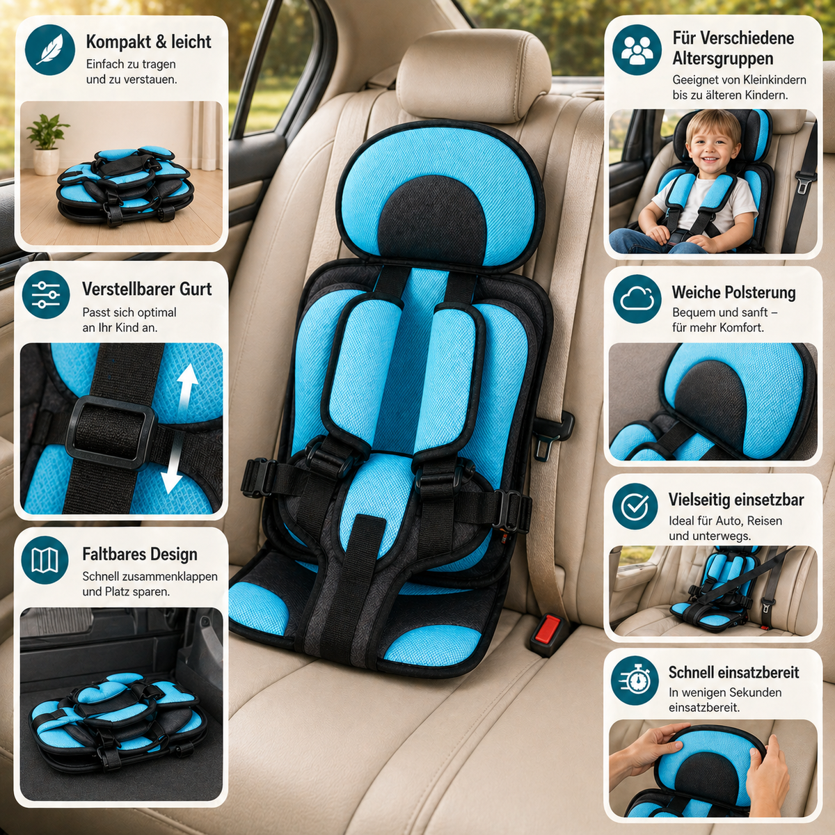 Portable Booster Car Seat for Baby and Child Travel