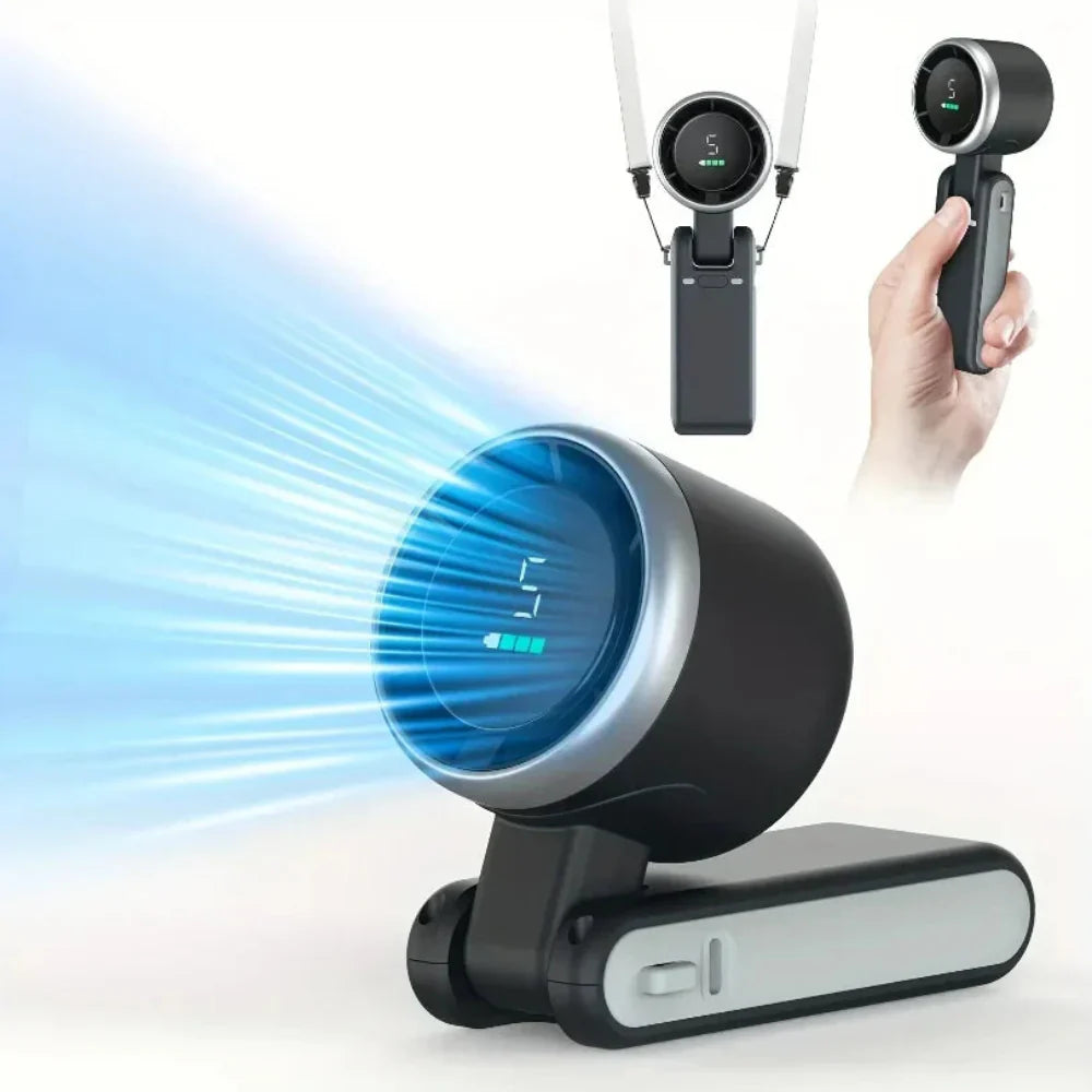 Portable Handheld Fan with Rechargeable Battery and Clip Attachment