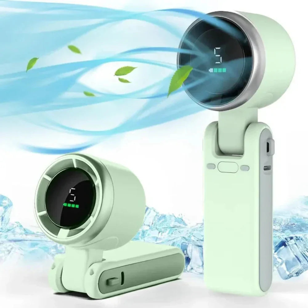 Portable Handheld Fan with Rechargeable Battery and Clip Attachment