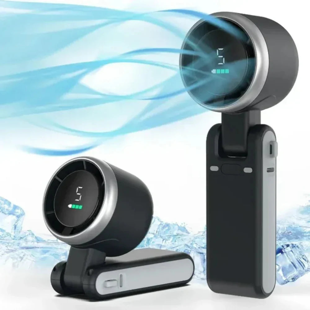 Portable Handheld Fan with Rechargeable Battery and Clip Attachment