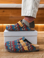 Men's Ethnic Print Cork Clog Mules