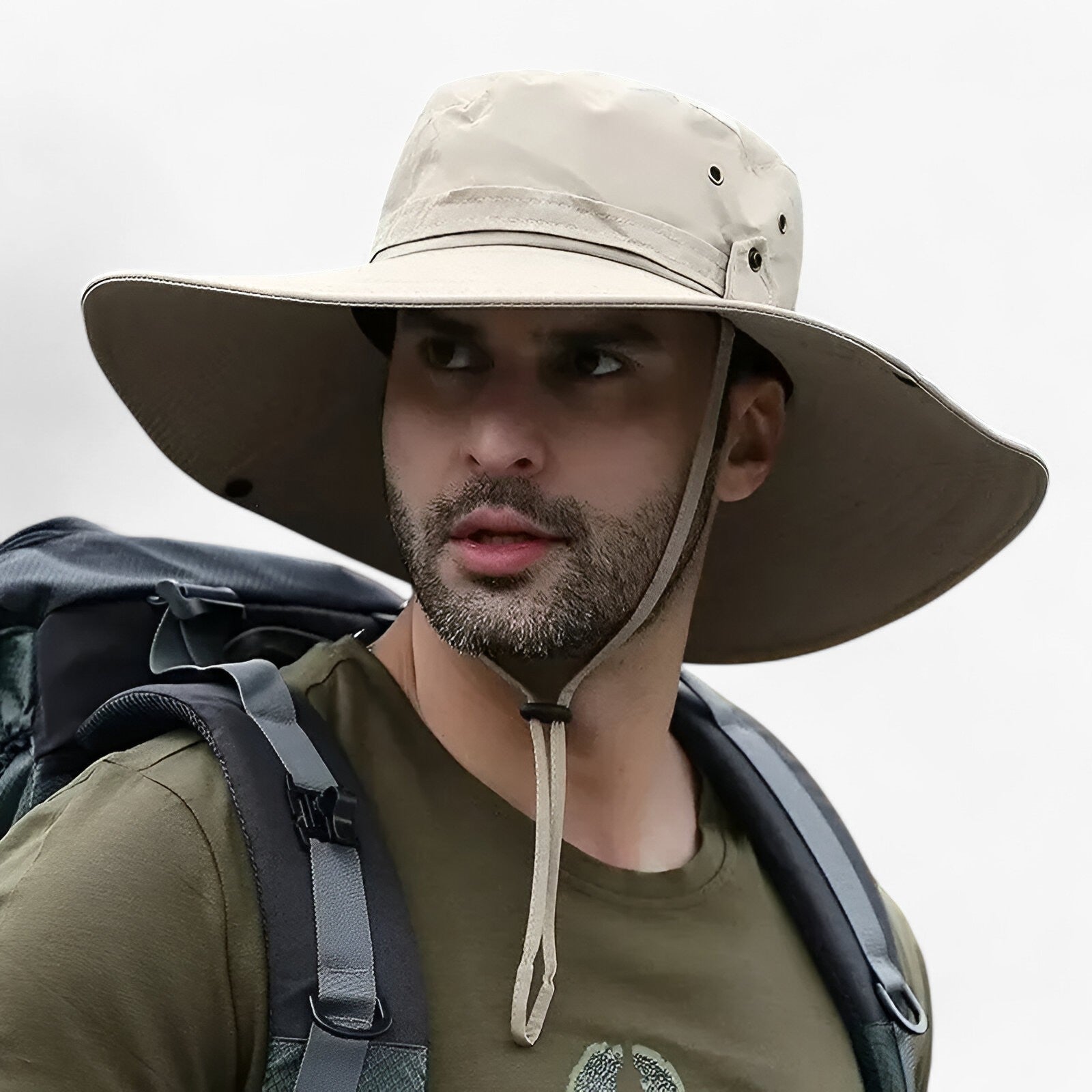 Wide Brim Outdoor Sun Hat with Adjustable Chin Strap