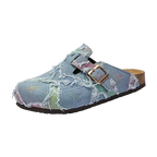 Denim Star-Print Cork Clog Mules – Unisex