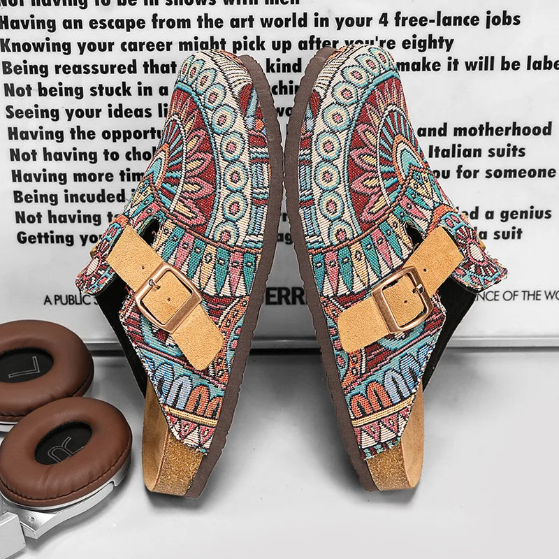 Women's Boho Mandala Cork Clog Mules