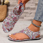 Women's Boho Paisley Toe-Ring Wedge Sandals