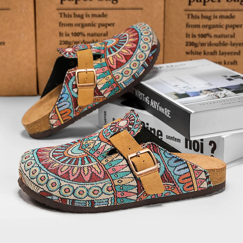 Women's Boho Mandala Cork Clog Mules