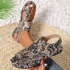 Women's Boho Paisley Toe-Ring Wedge Sandals