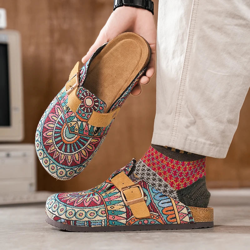 Women's Boho Mandala Cork Clog Mules