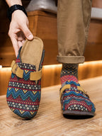 Men's Ethnic Print Cork Clog Mules
