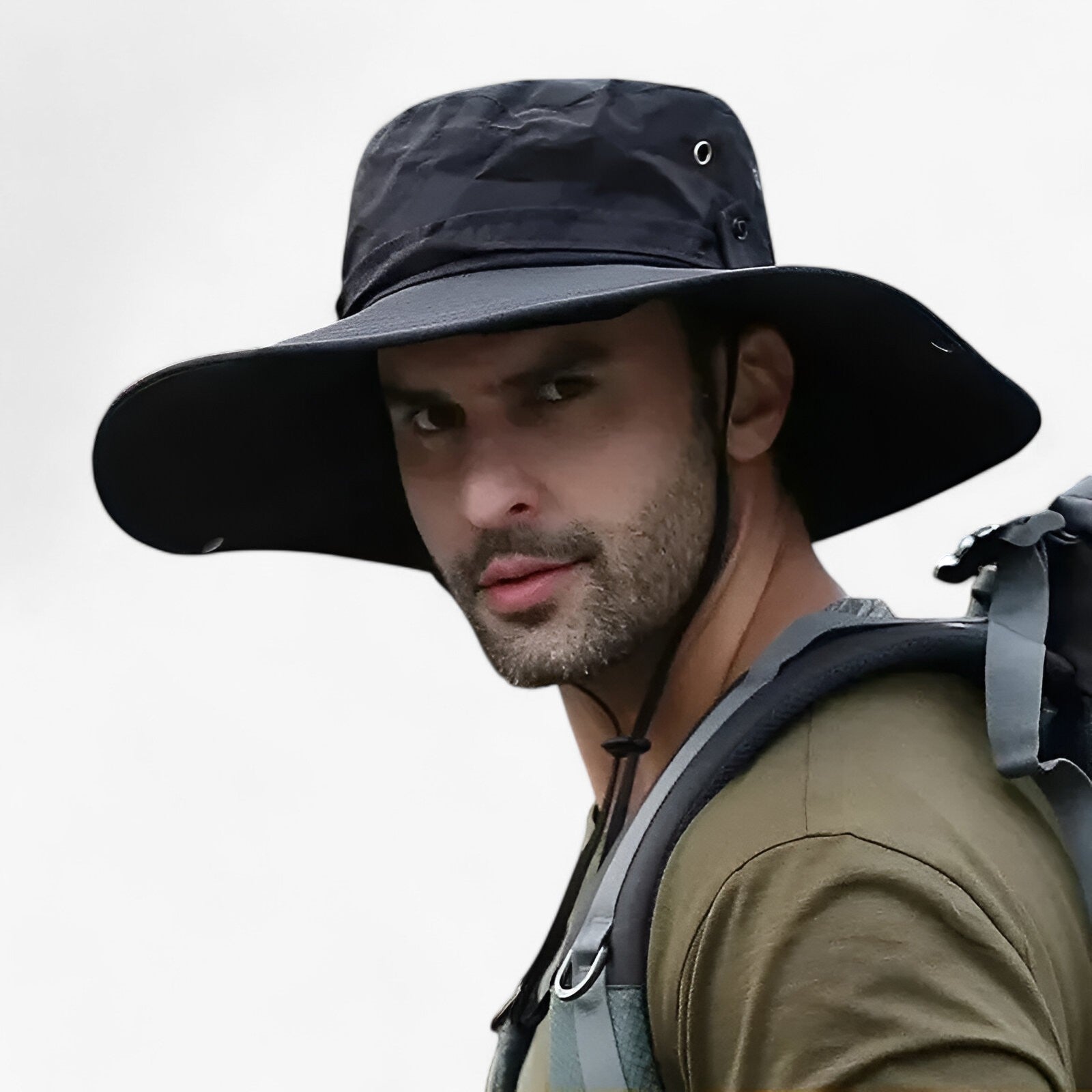 Wide Brim Outdoor Sun Hat with Adjustable Chin Strap
