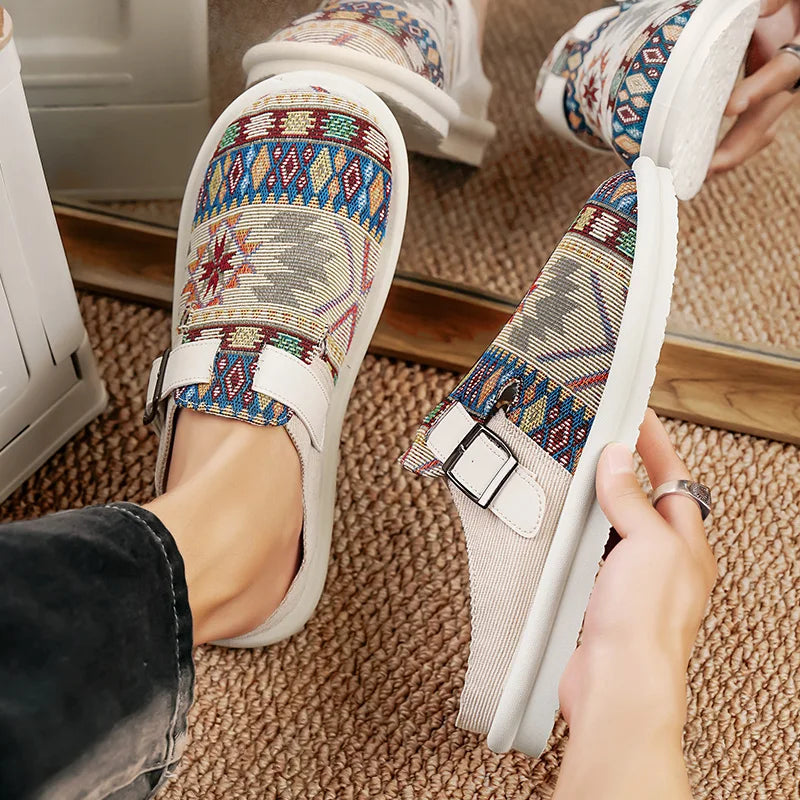 Men's Aztec Canvas Buckle Clog Mules