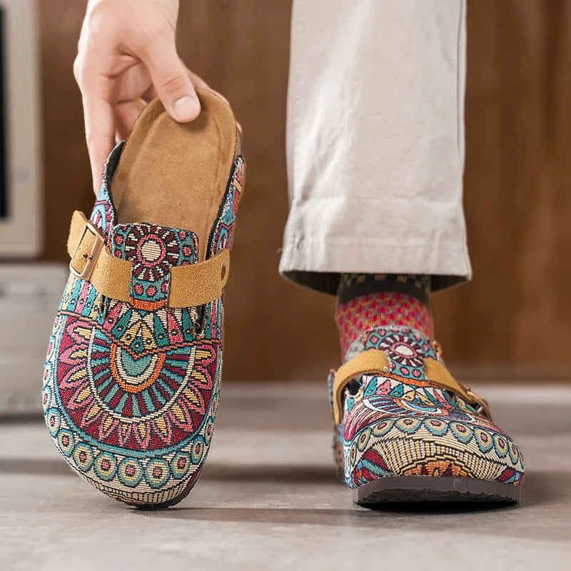 Women's Boho Mandala Cork Clog Mules