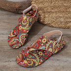 Women's Boho Paisley Toe-Ring Wedge Sandals