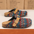 Men's Ethnic Print Cork Clog Mules