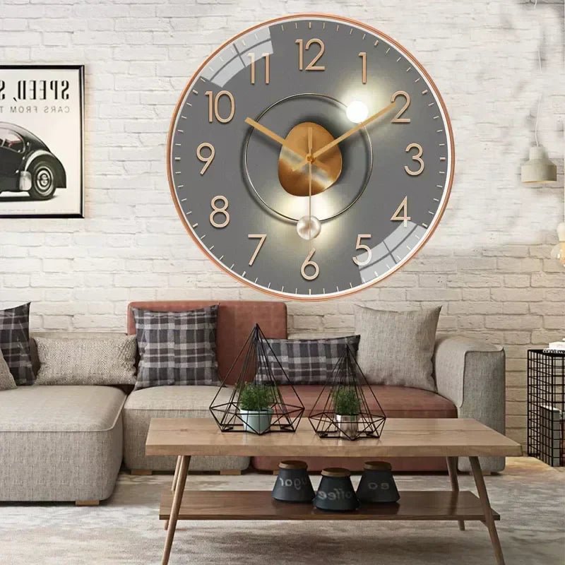 Modern Silent Wall Clock with LED Light