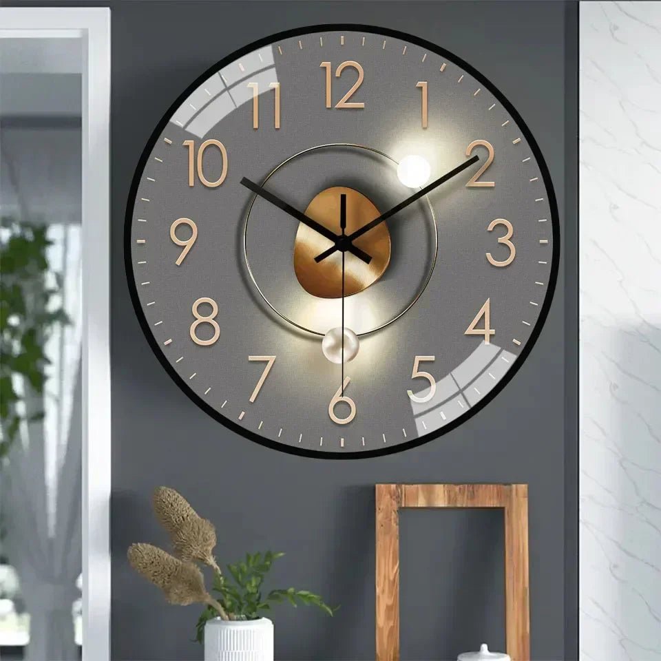 Modern Silent Wall Clock with LED Light