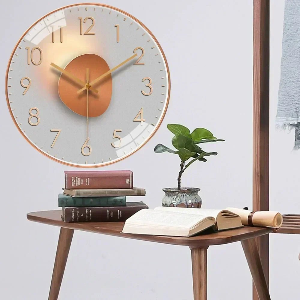 Modern Silent Wall Clock with LED Light