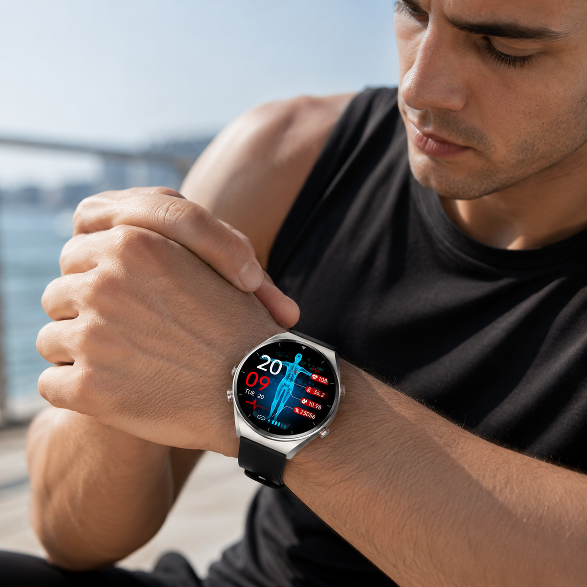 Smartwatch Square Fitness Tracker Heart Rate Activity Sports Watch