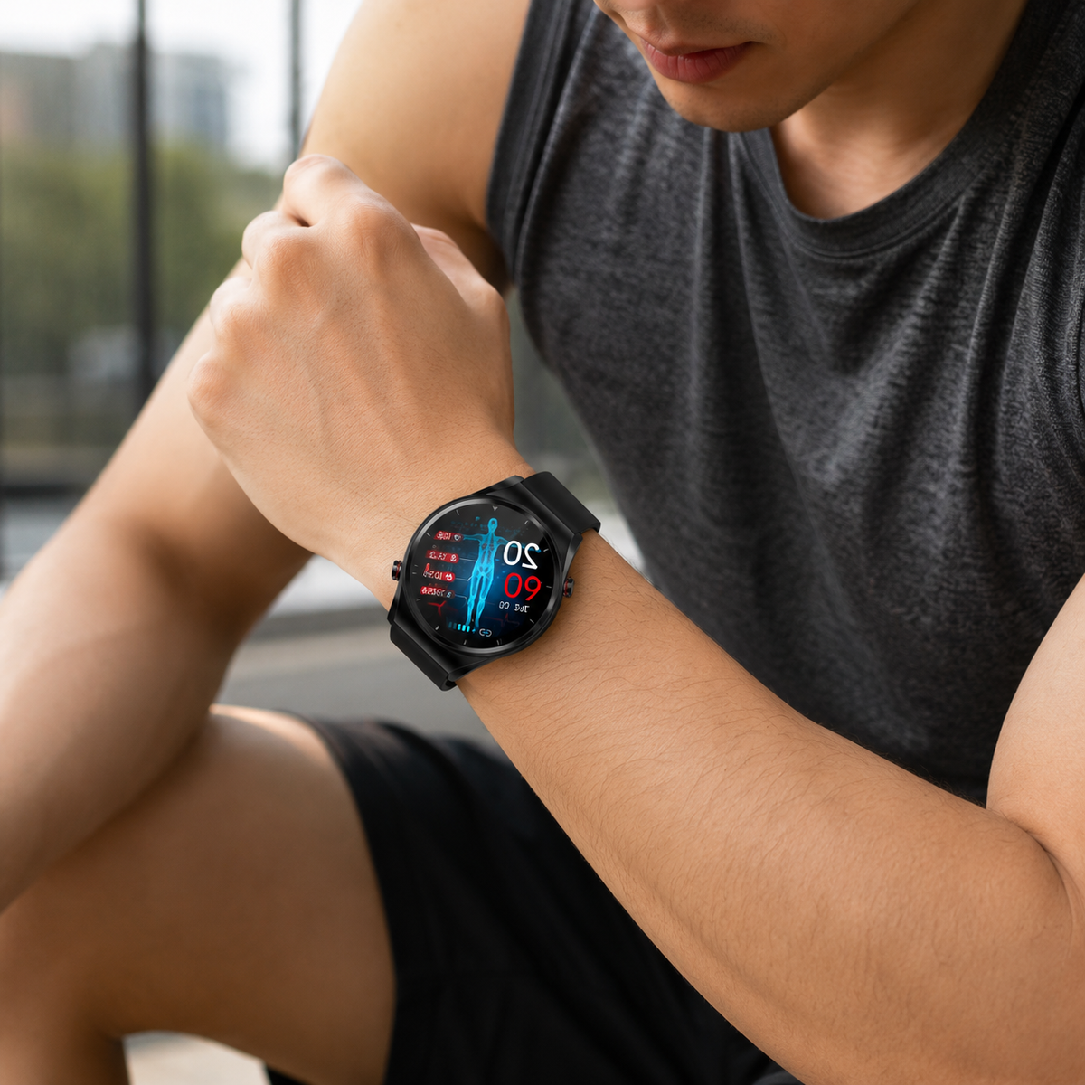 Smartwatch Square Fitness Tracker Heart Rate Activity Sports Watch