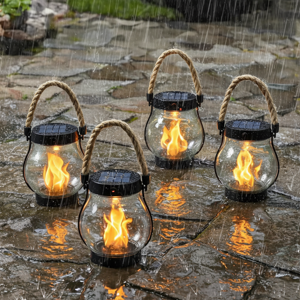Solar Outdoor Lantern with Rope Handle Solar Garden Light