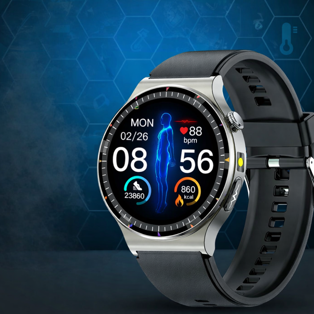 Square Smartwatch with EKG Blood Pressure and Oxygen Monitor