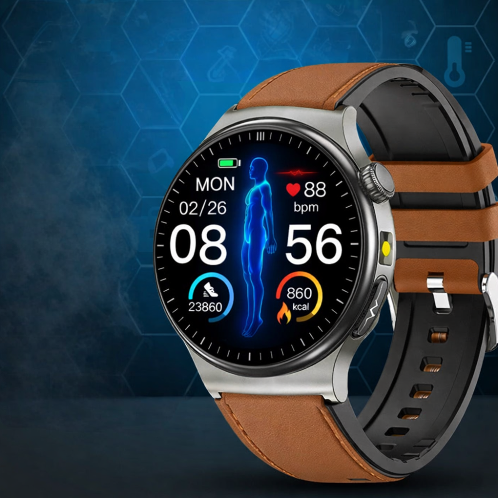 Square Smartwatch with EKG Blood Pressure and Oxygen Monitor
